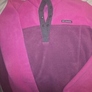 Columbia Bright Pink Fleece Snap Pullover